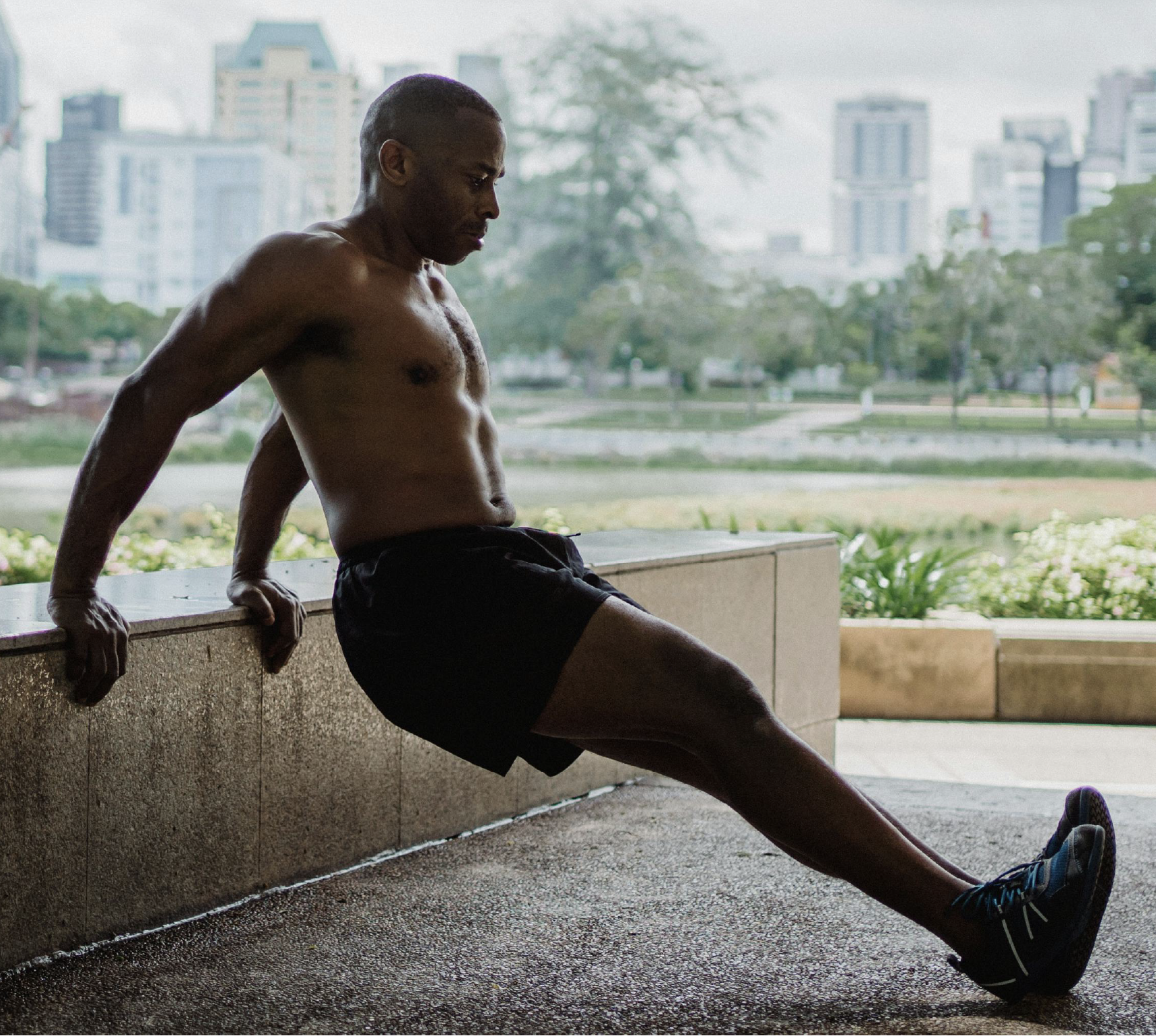 Healthy middle aged man exercising outdoors